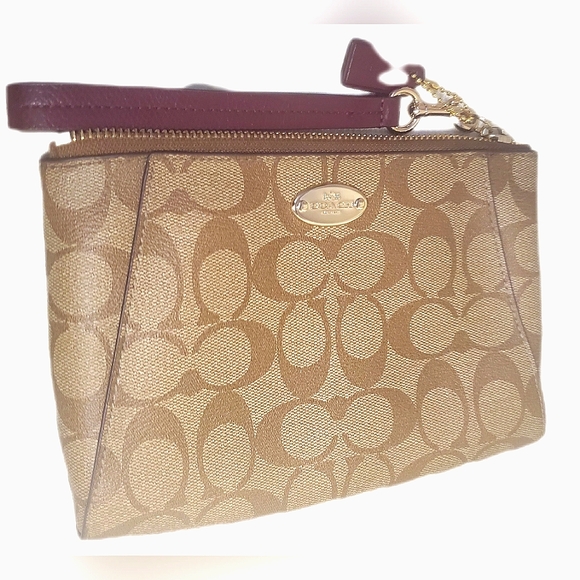 💖Coach Signature Morgan Clutch Wristlet Khaki/Sherry F65060, EUC - Picture 6 of 16